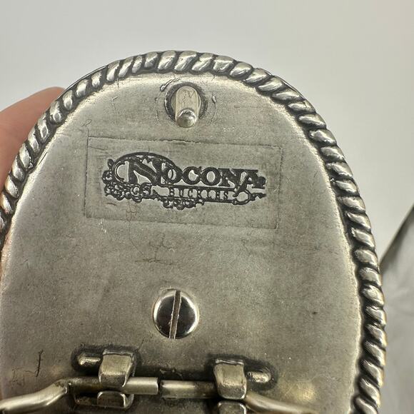 Nocona 170110 Womens L Cross Vintage Crackle Leather Belt Brown Western Goth - Picture 3 of 6